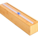 Sturdy and Reusable Bamboo Wood Plastic Cling Wrap Dispenser With Slide Cutter Also for 12 Inch Aluminum Foil