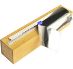Sturdy and Reusable Bamboo Wood Plastic Cling Wrap Dispenser With Slide Cutter Also for 12 Inch Aluminum Foil - Image 2