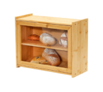 Vintage Retro Bamboo Bread Box Rectangular Modern Design Wooden Bread Bin Rustic Farmhouse Lacquer Technics 5kg Food Storage