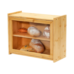 Vintage Retro Bamboo Bread Box Rectangular Modern Design Wooden Bread Bin Rustic Farmhouse Lacquer Technics 5kg Food Storage