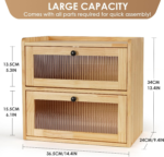 Wholesale Bamboo Double Layer Bread Storage Box Kitchen Bread Box - Image 3
