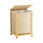 120L Double Laundry Hamper 2-Section Divider Bamboo Basket Removable Liner Sorter for Bedroom Bathroom Laundry Room Use for Home