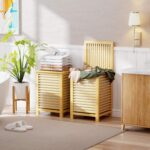 120L Double Laundry Hamper 2-Section Divider Bamboo Basket Removable Liner Sorter for Bedroom Bathroom Laundry Room Use for Home - Image 2