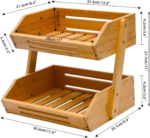 2-Tier Modern Bamboo Fruit Basket Heavy Duty Large Capacity Kitchen Fruit Stand Storage Holder for Vegetables Fruit Snack Garage - Image 3