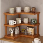 2-tier/3-tier Non-Folding Detachable Bamboo L-shaped Kitchen Corner Spice Rack with Coffee Mug & Condiment Storage Shelf - Image 3
