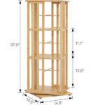 3-Tier Corner Book Shelf 360 Bamboo Rotating Storage Display Rack Standing Shelves With Open Design Shelving for Living Room - Image 2