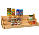3-Tier Eco-Friendly Wood Bamboo Spice Rack Organizer Space-Saving Folding Rack for Home Seasoning Cosmetics & Cookery