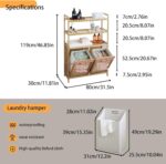 3-Tier Natural Bamboo Hamper Double Tilt with 2 Removable Bags Pullout Laundry Cabinet for Bathroom & Living Room Storage - Image 3