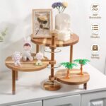 3-Tier Round Acacia Wood Cupcake Stand 360 Rotatable Rustic Wood Eco-friendly Tiered Dessert Display for Birthday Wedding Party - Image 3