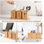 3Pcs Silverware Caddy Natural Bamboo Silverware Holder for Countertop Luxury Nordic Cutlery Holder - Image 2