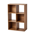 6 Cube Storage Organizer Wooden Bookcase Modular Design Wall Mountable 2 Fabric Drawers Modern Display Shelf Unit
