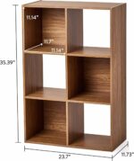 6 Cube Storage Organizer Wooden Bookcase Modular Design Wall Mountable 2 Fabric Drawers Modern Display Shelf Unit - Image 3