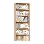 6-Tier Light Oak Open Bookshelf Tall Freestanding Wooden Display Storage Shelves for Bedroom Living Room Office Bookcases