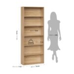 6-Tier Light Oak Open Bookshelf Tall Freestanding Wooden Display Storage Shelves for Bedroom Living Room Office Bookcases - Image 2
