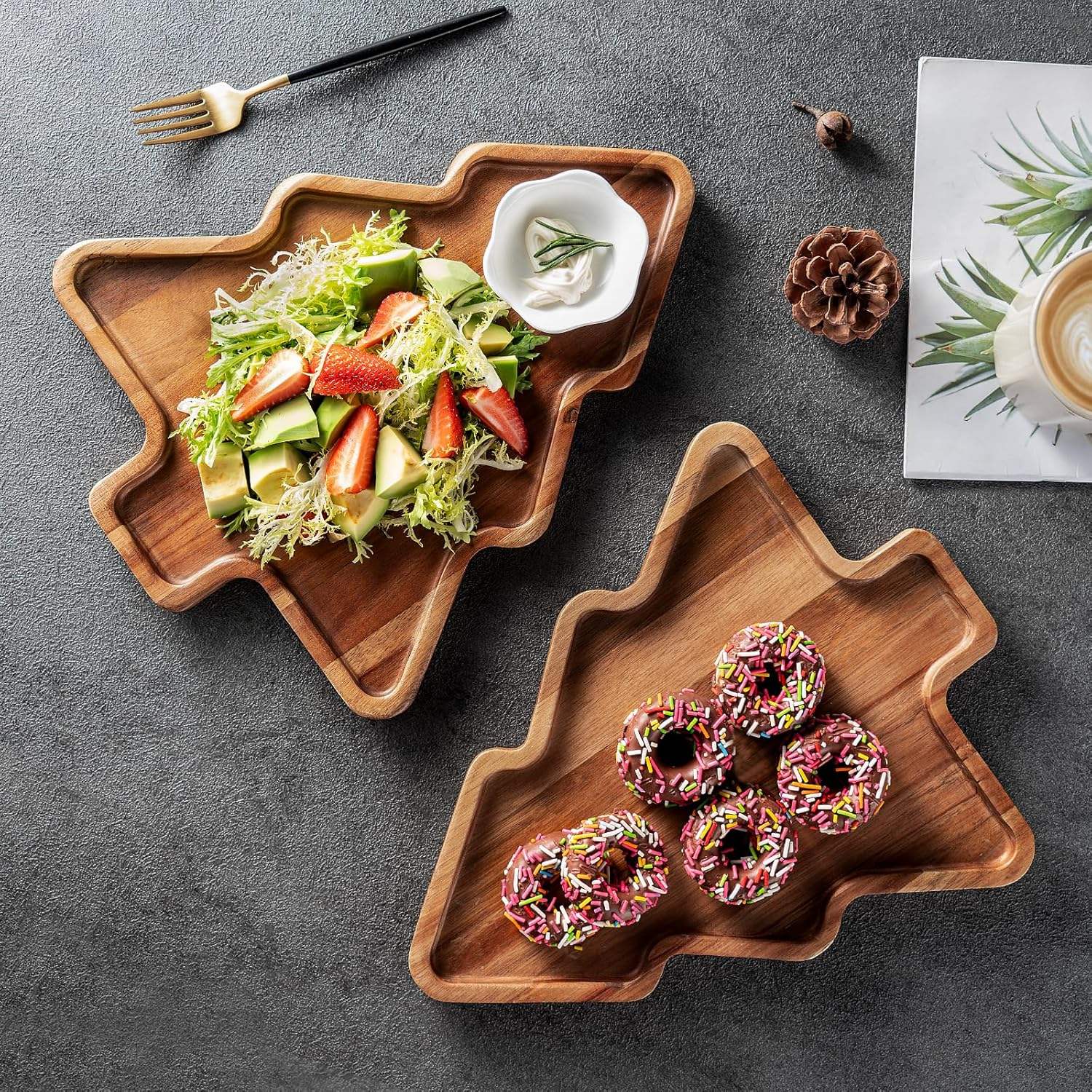 Acacia Wood Eco-Friendly Christmas Tree Tray Festive Design Christmas Holiday Serving Platter Charcuterie Board Snack Cheese01 Acacia Wood Eco-Friendly Christmas Tree Tray Festive Design Christmas Holiday Serving Platter Charcuterie Board Snack Cheese - Image 1