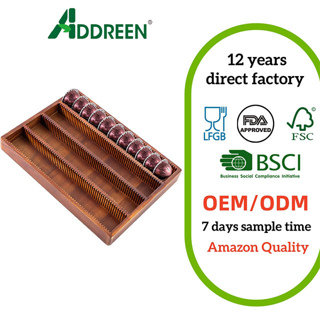Acacia Wood Eco-Friendly Coffee Pod Holder Tray Compatible Pods Organizer Drawer Insert Storage Stand Capsule Holder Coffee Bar01 Acacia Wood Eco-Friendly Coffee Pod Holder Tray Compatible Pods Organizer Drawer Insert Storage Stand Capsule Holder Coffee Bar - Image 1