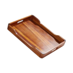 Acacia Wood Serving Tray with Handles 18x13in Rustic Decor for Coffee Table Breakfast Dinner Bar Kitchen House Warming Gift