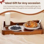 Acacia Wood Serving Tray with Handles 18x13in Rustic Decor for Coffee Table Breakfast Dinner Bar Kitchen House Warming Gift - Image 3