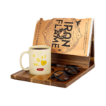 Acacia Wood Triangle Double Tier Book Stand & Holder for Cups Glasses Pens Phones-Reading Valet Gift for Book Lovers