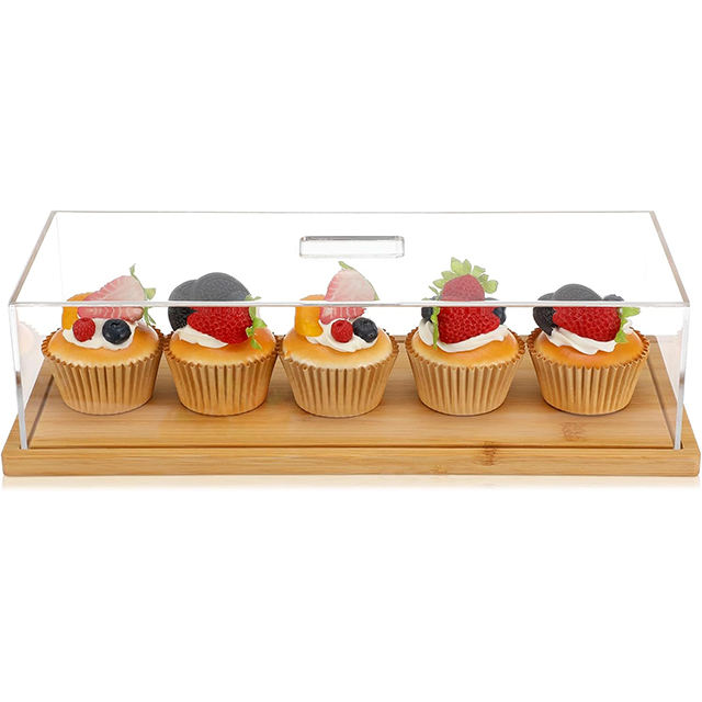 Addreen 1 Pack Eco-friendly DIY Bamboo Acrylic Rectangular Cake Stand Lid Cookie Dessert Display Tray 15x6.5 Inches Customizable01 Addreen 1 Pack Eco-friendly DIY Bamboo Acrylic Rectangular Cake Stand Lid Cookie/Dessert Display Tray 15x6.5 Inches Customizable - Image 1