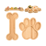 Addreen 2-Pack Disposable Bamboo Serving Trays Dog Paw Bone Shaped Snack Platters Charcuterie Board Wood Candy Dish Bowls for