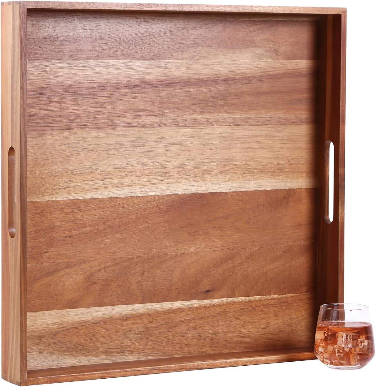 Addreen 20-Inch Acacia Wood Tray Large Wooden Serving Tray Handles Living Room Coffee Table Bedroom Storage01 Addreen 20-Inch Acacia Wood Tray Large Wooden Serving Tray Handles Living Room Coffee Table Bedroom Storage - Image 1