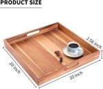 Addreen 20-Inch Acacia Wood Tray Large Wooden Serving Tray Handles Living Room Coffee Table Bedroom Storage - Image 2