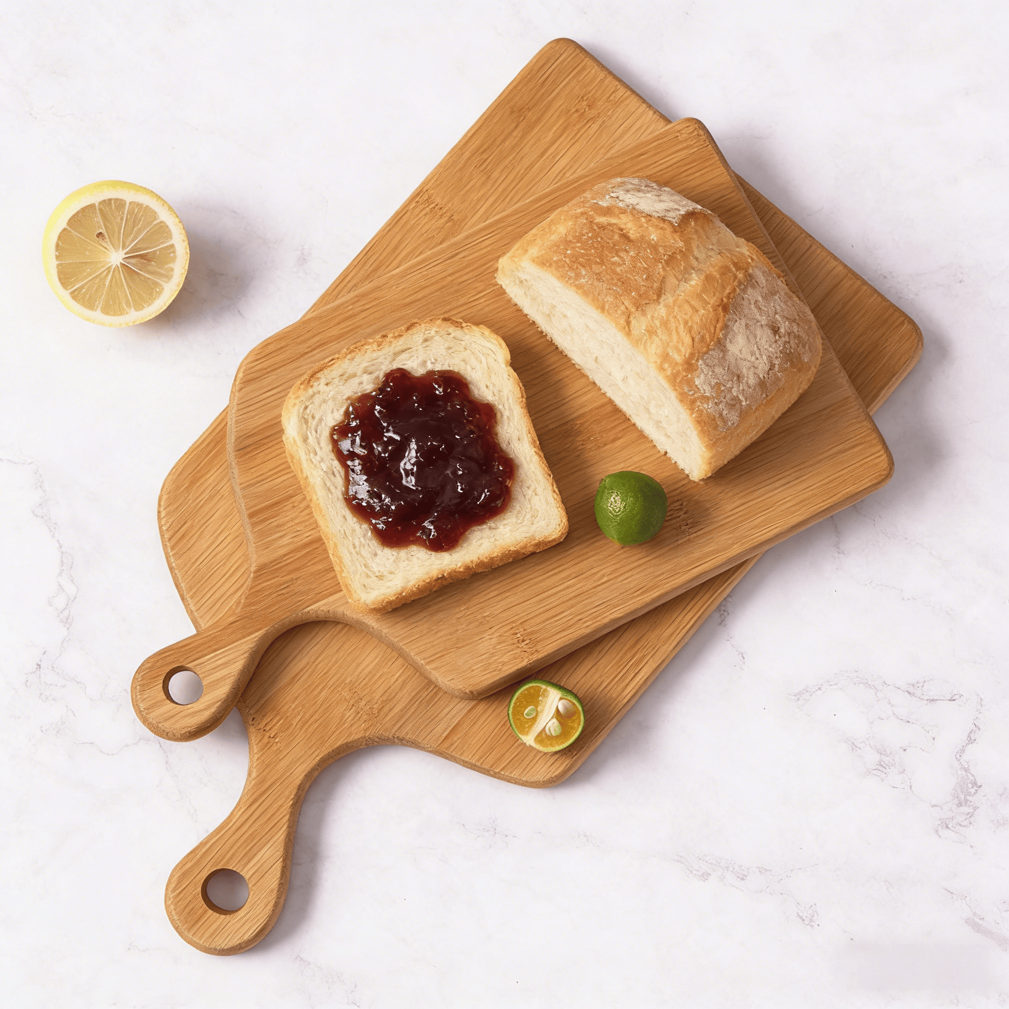Addreen 3-Piece Bamboo Cutting Board Set with Drumstick Handle, Reversible Chopping Boards with Juice Groove for Kitchen01 Addreen 3-Piece Bamboo Cutting Board Set with Drumstick Handle, Reversible Chopping Boards with Juice Groove for Kitchen - Image 1