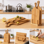 Addreen 3-Piece Bamboo Cutting Board Set with Drumstick Handle, Reversible Chopping Boards with Juice Groove for Kitchen - Image 2