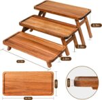 Addreen 3 Tier Foldable Wooden Serving Tray Solid Acacia Wood Dessert Table Display Set Decorative Charcuterie Board - Image 2