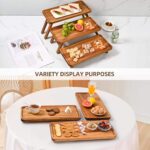 Addreen 3 Tier Foldable Wooden Serving Tray Solid Acacia Wood Dessert Table Display Set Decorative Charcuterie Board - Image 3