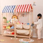 Addreen 3-Tier Wood Storage Rack Lockable Casters Easy Movement Customized Color Logo Living Bedroom Use Bookshelf Coat Rack - Image 3