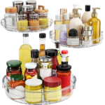 Addreen 360 Degree Full Rotating Freestanding Food Grade Plastic Lazy Susan Spice Organizer