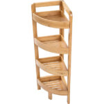 Addreen 4-Tier Bamboo Corner Storage Shelf Standing Type for Bathroom or Kitchen Dinnerware Sundries Cleaning Tools Holder