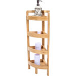 Addreen 4-Tier Bamboo Corner Storage Shelf Standing Type for Bathroom or Kitchen Dinnerware Sundries Cleaning Tools Holder - Image 2