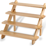 Addreen 4-Tier Bamboo Display Riser Wooden Cupcake Stand With Countertop Retail Display Shelf for Cupcakes
