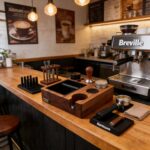 Addreen 58mm Espresso Tamping Station with Knock Box | Wooden Barista Workstation for Breville Machines - Image 2