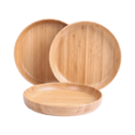 Addreen 7.5 Inch Lightweight Dinner Tableware Classic Bamboo Plates Plant Reusable Wooden Dishes Snack Dessert Serving Tray