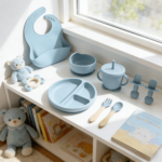 Addreen 8Pcs Silicone Baby Feeding Set Food Grade Silicone Suction Plate Bowl Bib Spoon Fork - Image 2