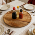 Addreen Acacia Wood Lazy Susan 360° Rotating Tray-Kitchen Dining Table Serving Turntable