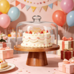 Addreen Acacia Wooden Cake Stand With Glass Dome 11 Inch Versatile Dessert Holder With Strong Magnetic Pedestal - Image 2
