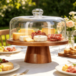 Addreen Acacia Wooden Cake Stand With Glass Dome 11 Inch Versatile Dessert Holder With Strong Magnetic Pedestal - Image 3