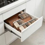 Addreen Adjustable 4-Tier Bamboo Spice Rack Organizer - Expandable Countertop & Drawer Spice Jar Tray for Kitchen Storage