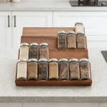 Addreen Adjustable 4-Tier Bamboo Spice Rack Organizer - Expandable Countertop & Drawer Spice Jar Tray for Kitchen Storage - Image 2
