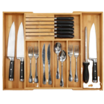 Addreen Adjustable Bamboo Cutlery Tray Classic Rectangle Expandable Drawer Portable Multifunction Kitchen Utensil Storage - Image 2