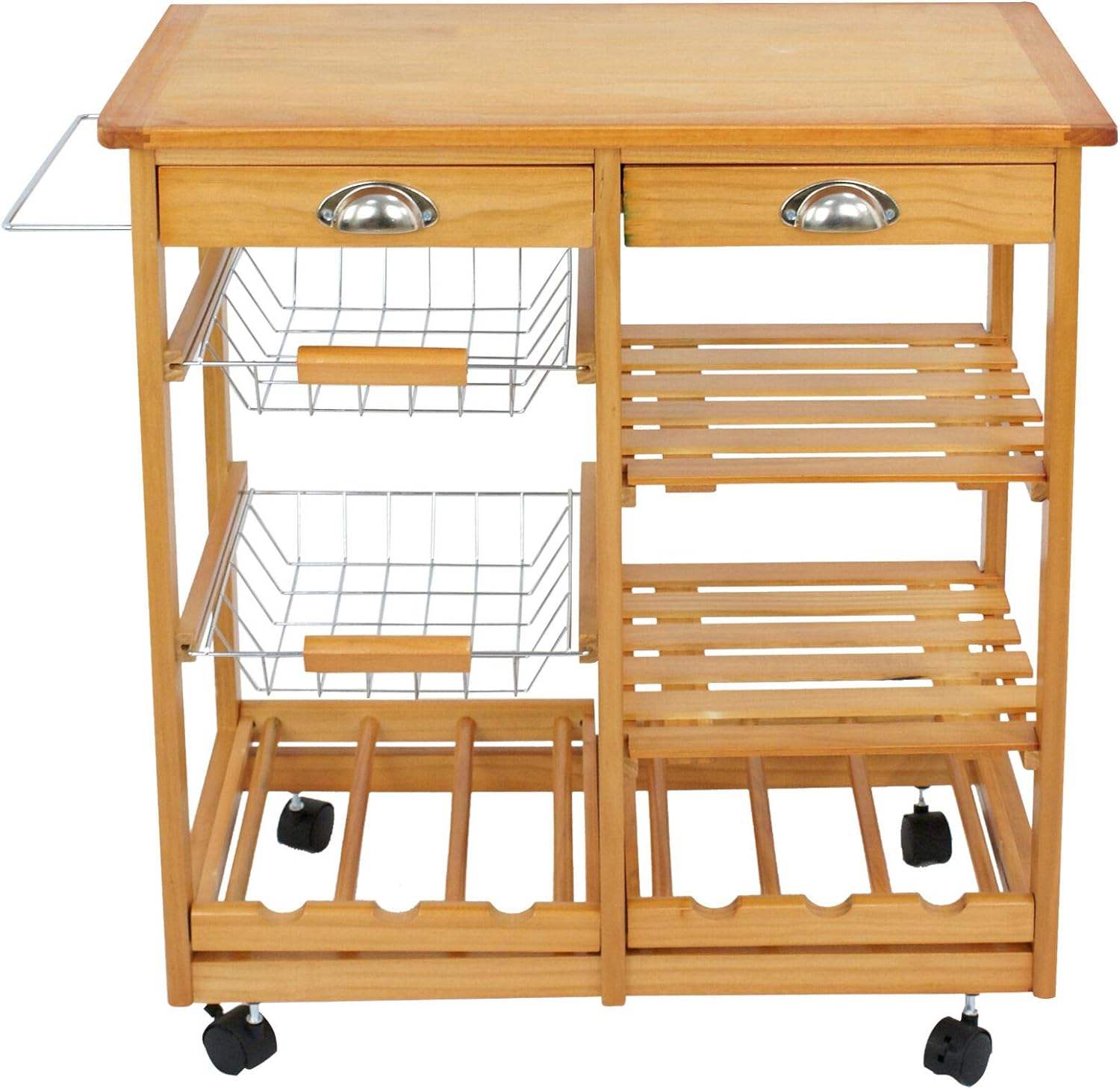 Addreen BKC001 Multifunctional Modern Bamboo Kitchen Cart Wheels Towel Rack Two Drawers Natural Color Customizable Logo OEM ODM01 Addreen BKC001 Multifunctional Modern Bamboo Kitchen Cart Wheels Towel Rack Two Drawers Natural Color Customizable Logo OEM/ODM - Image 1