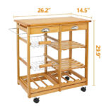 Addreen BKC001 Multifunctional Modern Bamboo Kitchen Cart Wheels Towel Rack Two Drawers Natural Color Customizable Logo OEM/ODM - Image 2