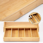 Addreen Bamboo 3-Tier Countertop Spice Rack Organizer with 5 Compartment Drawer Dividers for Kitchen Utensils & Cutlery Storage - Image 3