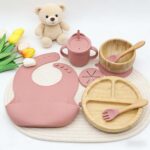 Addreen Bamboo Baby Feeding Set with Strong Suction Cup, Eco-Friendly Toddler Tableware - Image 2