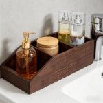 Addreen Bamboo Bathroom Storage Box 3 Compartments Countertop Organizer for Kitchen Living Room Makeup Sundries - Image 3